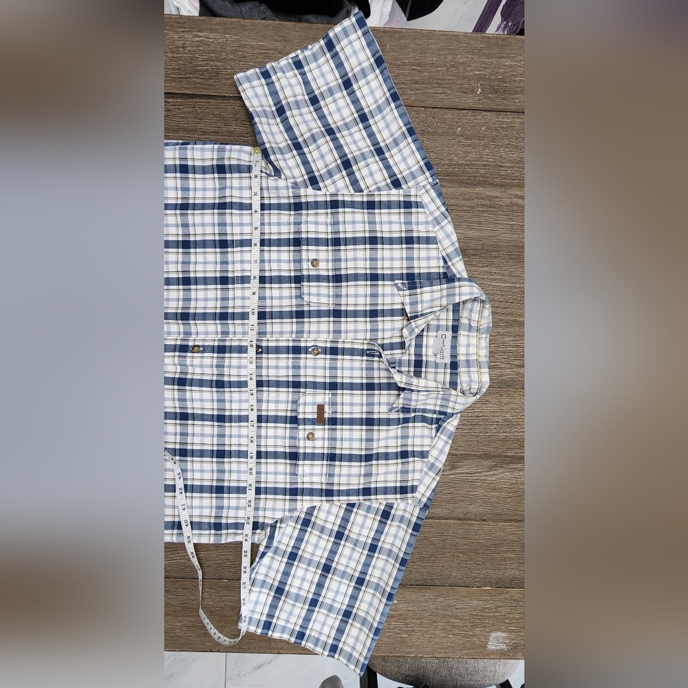 Carhartt Plaid 2 Pocket Short Sleeve Button-up Men's Size Large - Picture 3 of 7